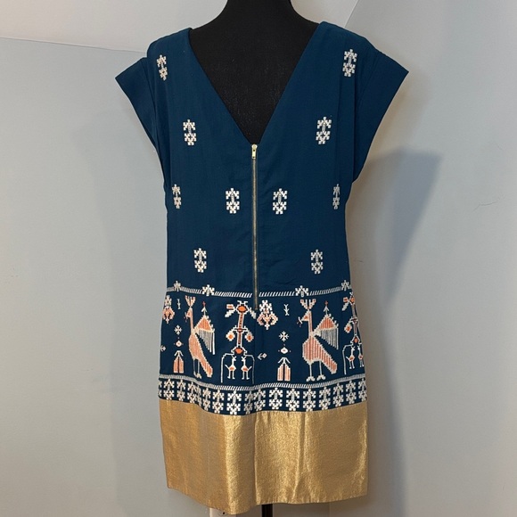 Anthropologie Floreat Avian Myth Embroidered Shift Dress Mediterranean Scandi - Picture 4 of 7